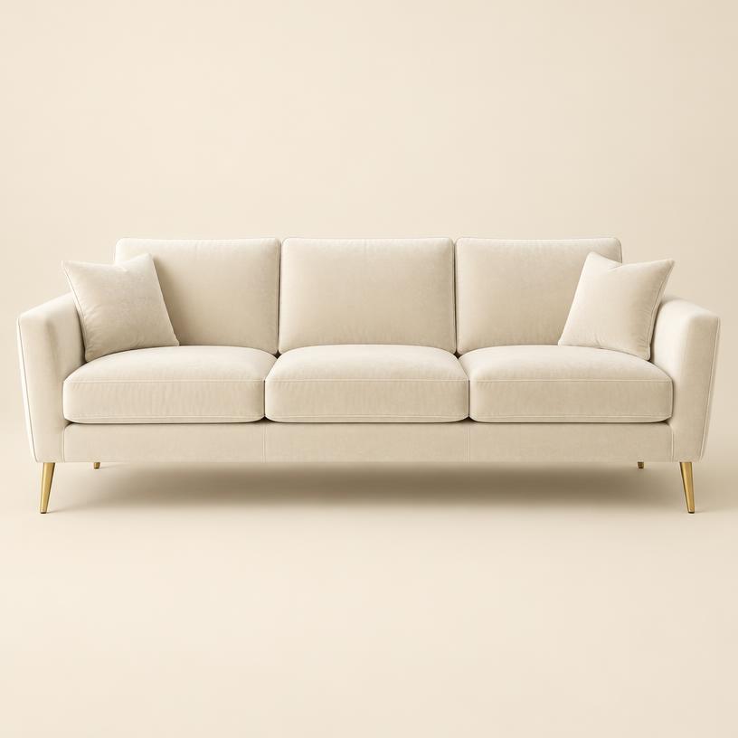 Cream velvet sofa